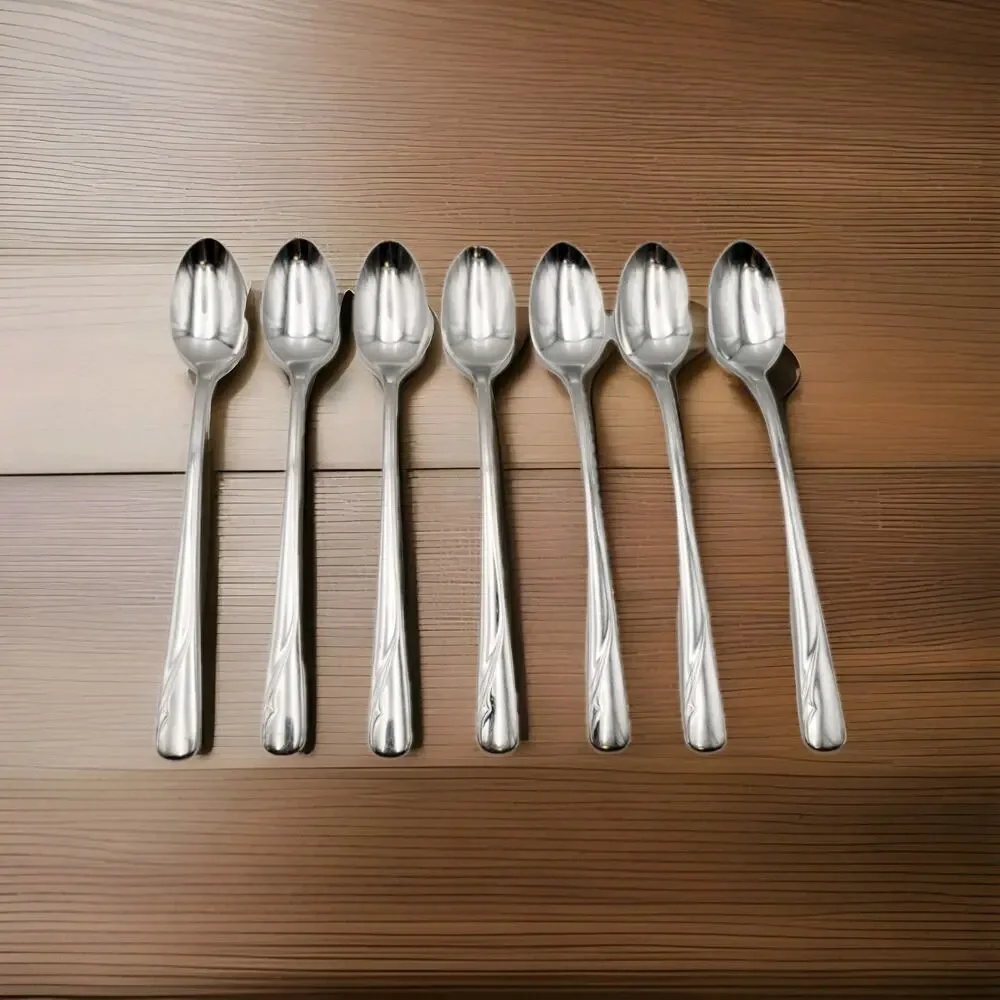 Set of 7 Oneida Oceanic Iced Teaspoon Stainless Flatware Vtg